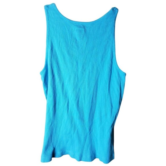 Pirates of the Caribbean Womens Size Large Blue Rib Knit Graphic Print Tank Top - Picture 2 of 5